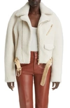 Chloé Suede-trim Shearling Moto Jacket In Confident White