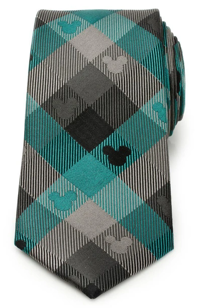 Cufflinks, Inc X Disney Mickey Silhouette Plaid Silk Tie In Teal