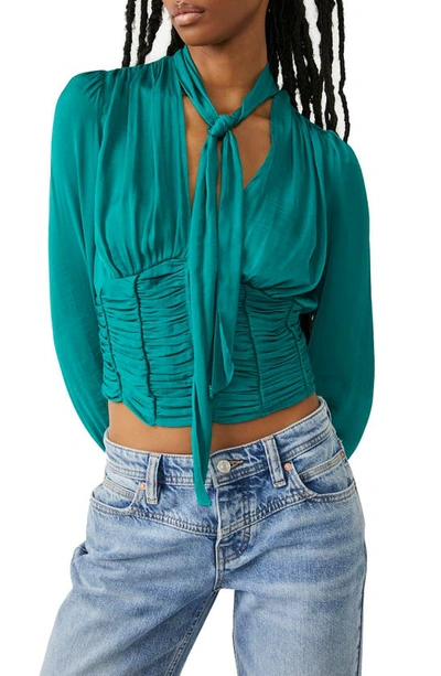 Free People Meet Me There Blouse In Green