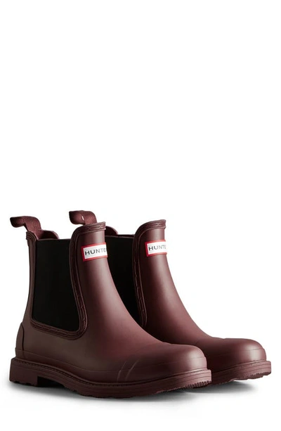 Hunter Commando Waterproof Chelsea Boot In Brown