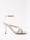 Bottega Veneta Stretch 90 Square-toe Leather Sandals In Silver