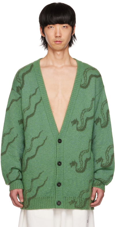 Lu'u Dan Green Mohair Serpent Cardigan In 70&#039;s Green