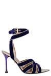 Alevì Alevi Liza Velvet Sandal With Heel In Blue