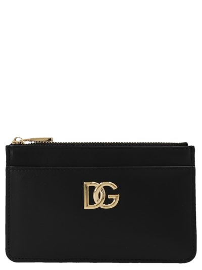 Dolce & Gabbana Dg Zippered Cardholder In 黑色的