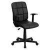 OFFEX OFFEX MID-BACK BLACK QUILTED VINYL SWIVEL TASK OFFICE CHAIR WITH ARMS