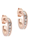Ted Baker Seenita Nano Huggie Hoop Earrings In Rose Gold Tone Clear Crystal