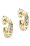 Ted Baker Seenita Nano Huggie Hoop Earrings In Gold Tone Clear Crystal
