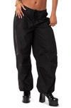 Edikted Rian Nylon Cargo Pants In Black