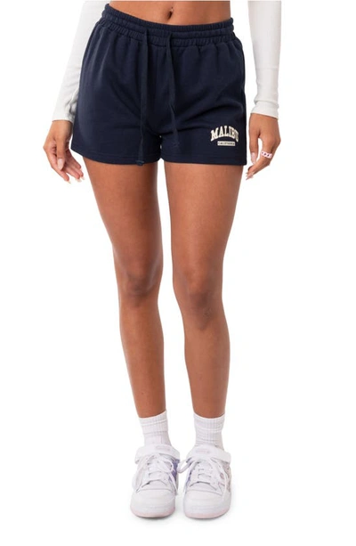 Edikted Malibu Girl Cotton Terry Shorts In Navy