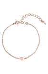 Ted Baker Hara Heart Pendant Silver-toned Bracelet In Rosegold