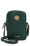 Versace Biggie Medusa Coin Phone Crossbody Bag In Dark Forest Green  Gold