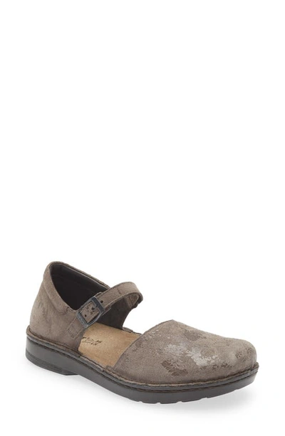 Naot Catania Mary Jane Flat In Grey Marble Suede