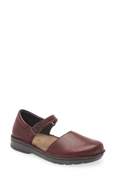 Naot Catania Mary Jane Flat In Soft Bordeaux Leather