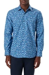 Bugatchi Julian Shaped Fit Liberty Print Button-up Shirt In Cobalt
