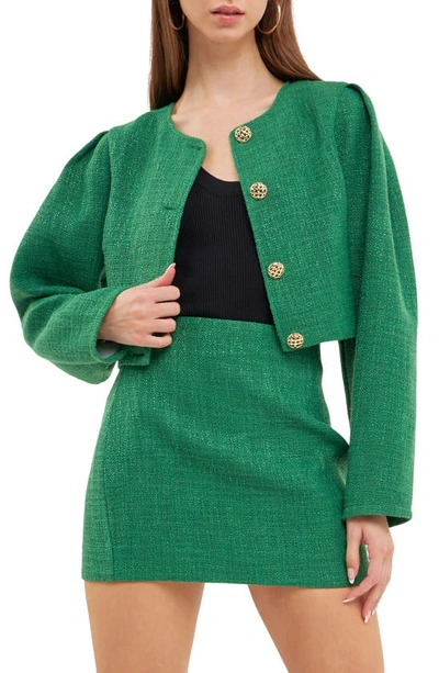 Endless Rose Tweed Blazer In Green