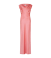 Paris Georgia Women's Raina Draped Satin Maxi Dress In Pink