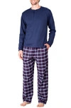 Sleephero Flannel Pajama Set In Sailor Navy/ Americana Plaid