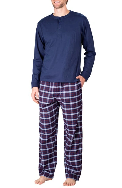 Sleephero Flannel Pajama Set In Sailor Navy/ Americana Plaid