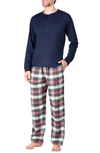 Sleephero Flannel Pajama Set In Dark Navy Tartan Plaid