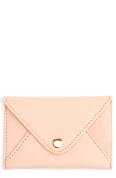 Royce New York Personalized Envelope Card Holder In Light Pink - Gold Foil