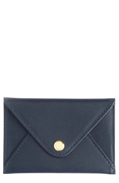 Royce New York Personalized Envelope Card Holder In Navy Blue- Deboss