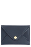 Royce New York Envelope Style Business Card Holder In Navy Blue- Gold Foil