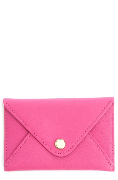 Royce New York Envelope Style Business Card Holder In Pink - Gold Foil