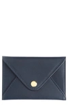 Royce New York Personalized Envelope Card Holder In Navy Blue- Silver Foil