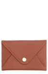 Royce New York Personalized Envelope Card Holder In Tan - Gold Foil