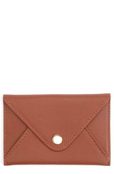 Royce New York Personalized Envelope Card Holder In Tan - Deboss