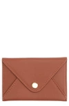Royce New York Personalized Envelope Card Holder In Tan - Silver Foil