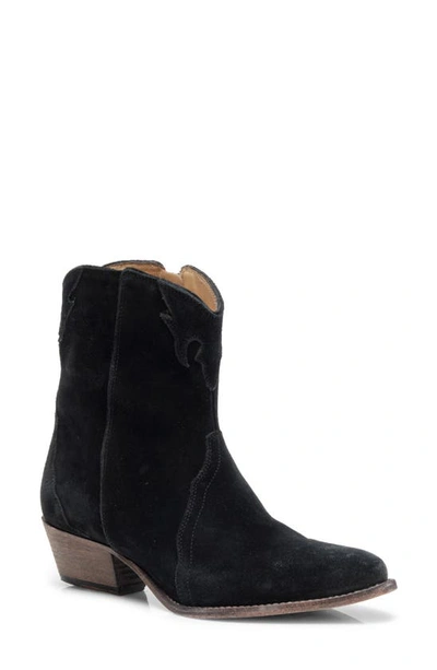 Free People New Frontier Western Bootie In Black Suede