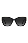 Kate Spade Yolanda 51mm Polarized Gradient Cat Eye Sunglasses In Black / Grey Shaded