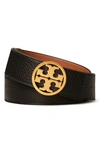 Tory Burch Miller 1.5-inch Reversible Logo Belt In Black / Classic Cuoio / Gold