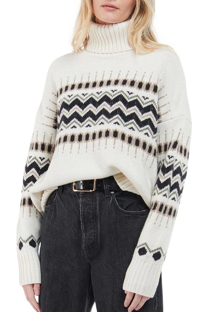 Barbour Nyla Geometric-intarsia Wool-blend Jumper In Cream