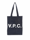 APC A.P.C. MEN'S BLUE COTTON TOTE