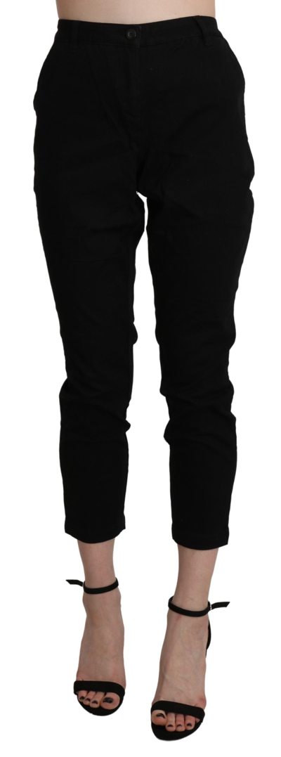 Acht High Waist Skinny Cropped Cotton Capri Pant In Black