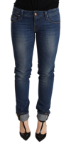 Acht Blue Washed Low Waist Skinny Denim Jeans Pant In Blue