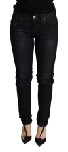 Acht Blue Cotton Skinny Low Waist Women Casual Denim Jeans In Blue