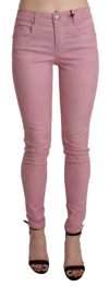 Acht Pink Mid Waist Skinny Stretch  Denim Pant In Pink