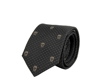 Alexander Mcqueen Men's Brown Skull Polka Dot Silk Tie 184303 2065 (5 Cm)