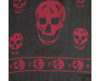 Alexander Mcqueen Women's Black Chiffon Silk With Purple Pink Skull Print Scarf 110640 1071 In Black