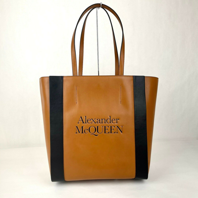 Alexander Mcqueen Women's Brown Leather Signature Shopper Tote Bag