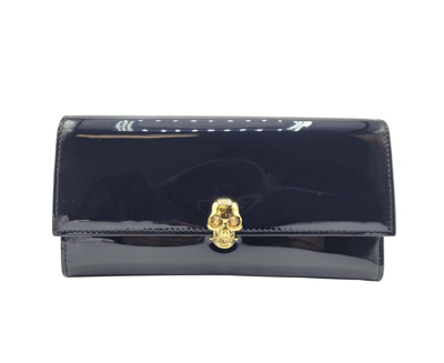 Alexander Mcqueen Women's Dark Navy Patent Leather Continental Wallet