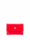 Alexander Mcqueen Skull Crocodile-embossed Cardholder In Red