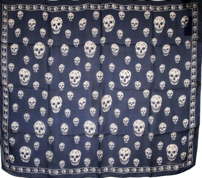 Alexander Mcqueen Women's Sapphire / Blue Skull Chiffon Silk Scarf 110640 4272