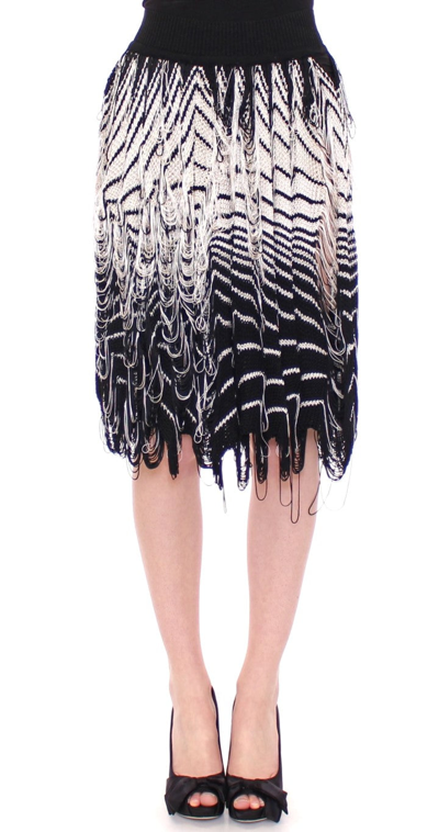 Alice Palmer Knitted Assymetrical Skirt In Black/white