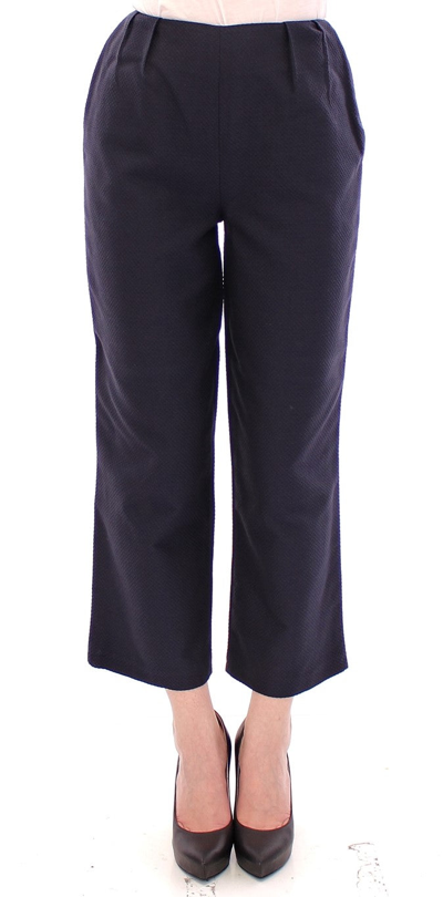 Andrea Incontri Cropped Cotton Pants In Blue