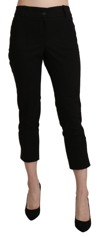 BENCIVENGA BENCIVENGA BLACK HIGH WAIST SKINNY CROPPED DRESS TROUSER WOMEN'S PANTS