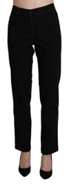 BENCIVENGA BENCIVENGA BLACK HIGH WAIST STRAIGHT CASUAL TROUSER WOMEN'S PANT